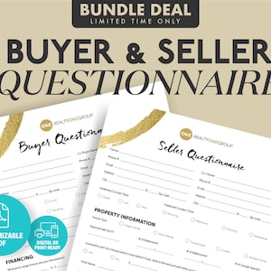 Realty ONE Group Buyer & Seller Questionnaire Bundle, Buyer Questionnaire, Seller Questionnaire, Print Ready, PDF, Realtor Form, Real Estate image 1