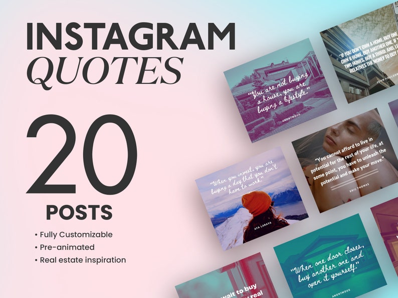 Canva Real Estate Instagram Posts 20 Real Estate Quotes for | Etsy