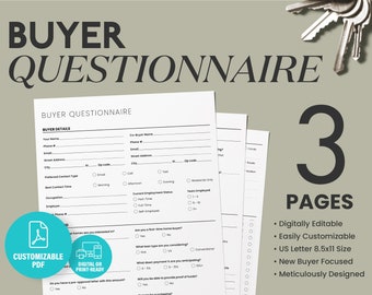 Buyer Questionnaire, Real Estate Flyer, Real Estate Template, Print Ready & PDF Realtor Form, Questionnaire Real Estate, Home Buyer