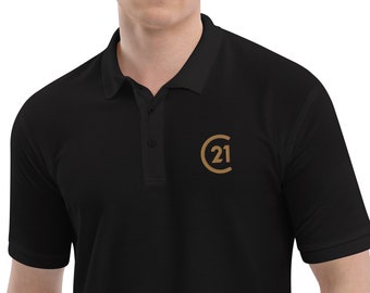 Century 21 Men's Premium Embroidered Polo, Century 21 Polo, Century 21 Mens Shirt, Mens Century 21 embroidered polo, Polo Shirt Embroidery