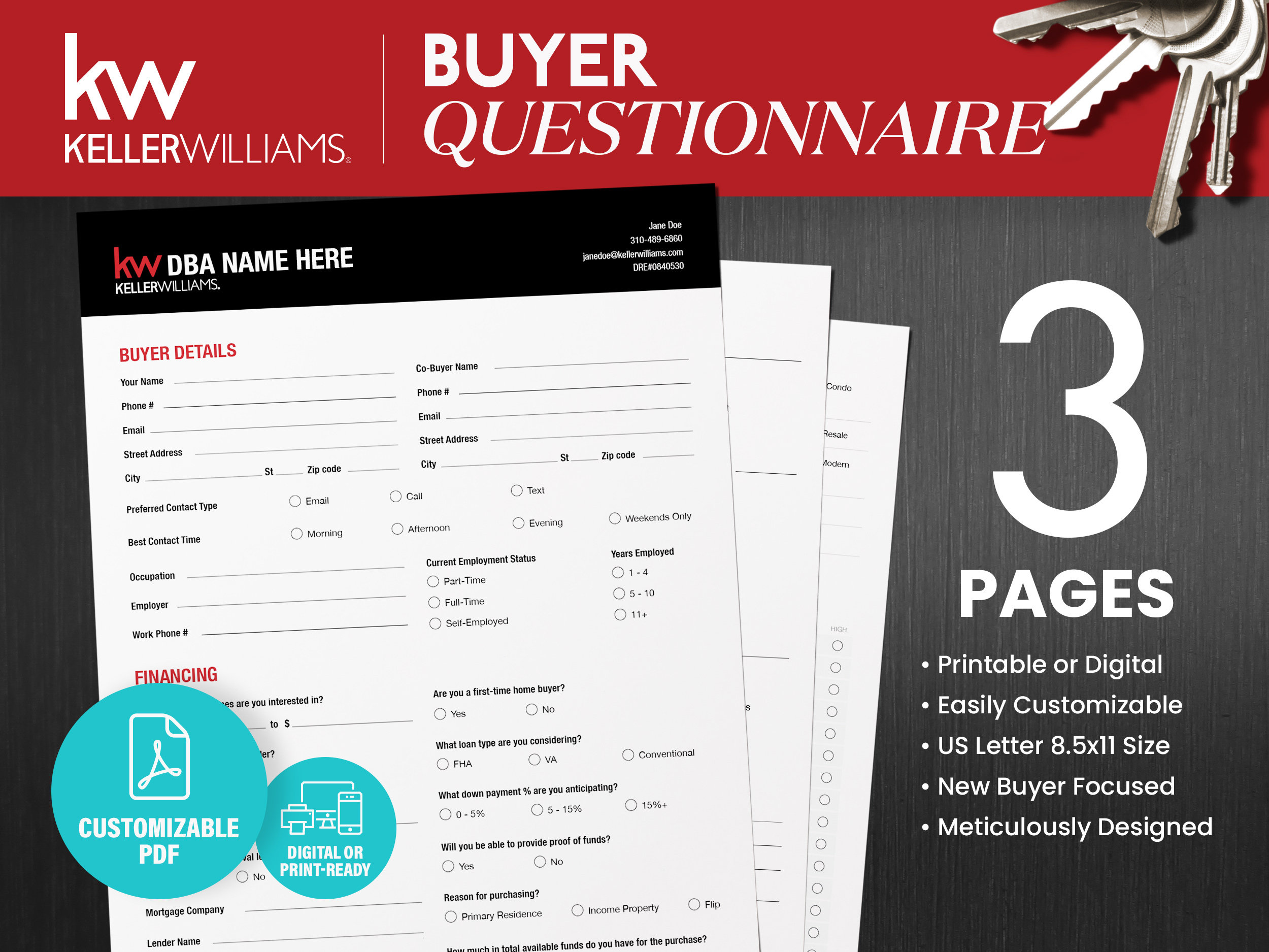 Keller Williams Buyer Questionnaire Real Estate Template Etsy