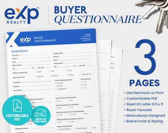 eXp Realty Buyer Questionnaire, Real Estate Template, eXp, eXp Realty, eXp Buyer Questionnaire, Real Estate, Questionnaire, eXp Real Estate