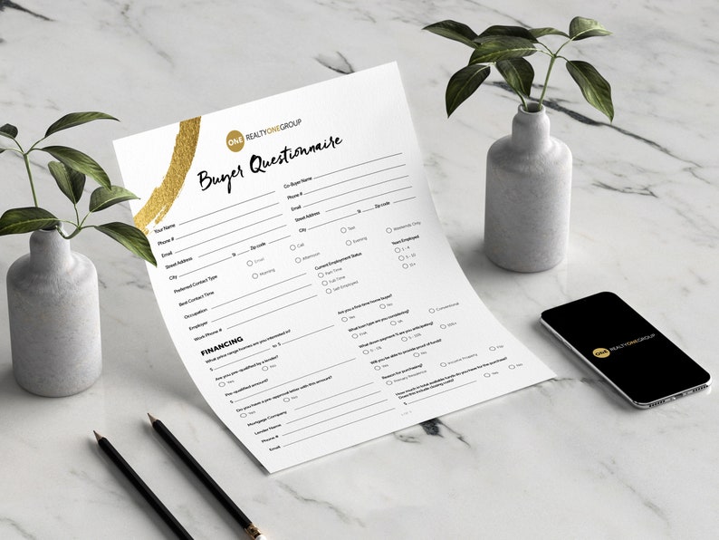 Realty ONE Group Buyer & Seller Questionnaire Bundle, Buyer Questionnaire, Seller Questionnaire, Print Ready, PDF, Realtor Form, Real Estate image 2