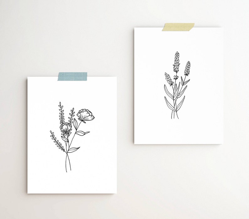Wildflowers and Lavender Print Set Botanical Herb - Etsy