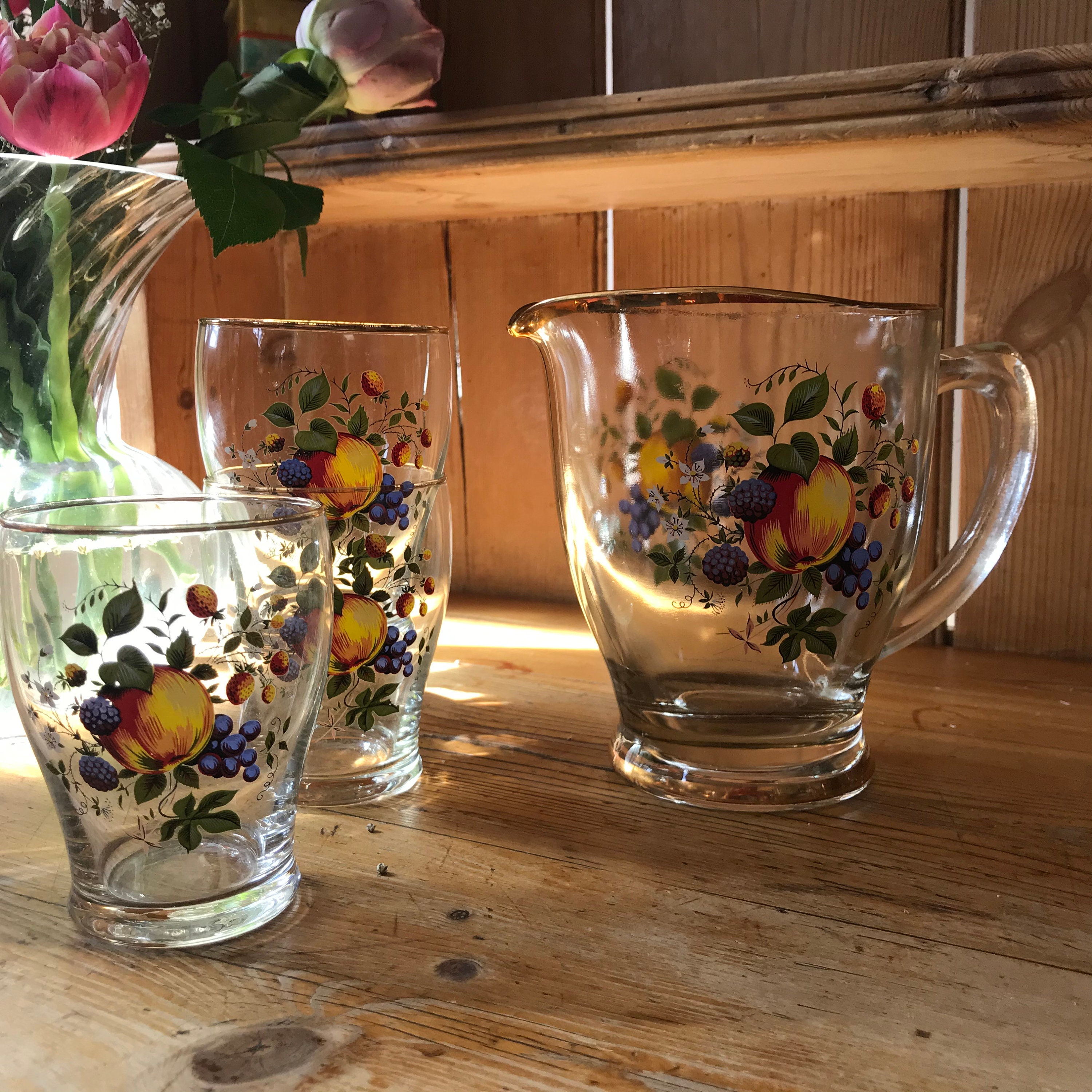 Vintage Lemonade Jugs and Glasses 2 Jugs 6 Glasses Etsy