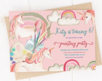 Unicorn art party birthday invitation. Learn more about this paint party invite by checking description box below.