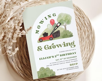 Lawn Mower Birthday Invitation | Printable and Digital Phone Invite Template