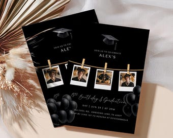 Editable Graduation and 18th Birthday Invitation (5x7, 1080x1920px)