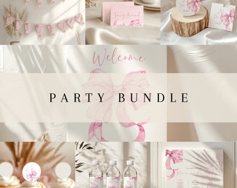 Girls just wanna be one Party Decorations Bundle. Bow Party Printables for girls 1st birthday. Learn more in description box below.