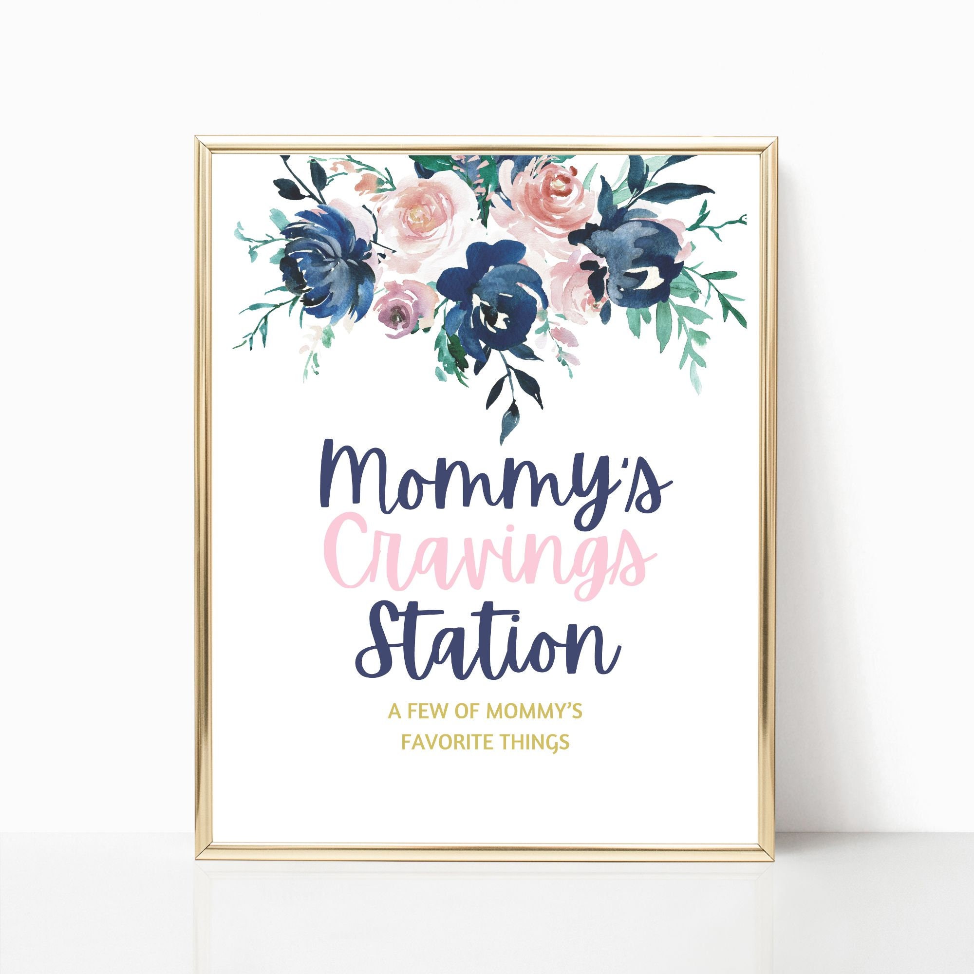 Old Wives Tales Print for Gender Reveal Party in Gold Blush and Navy ...