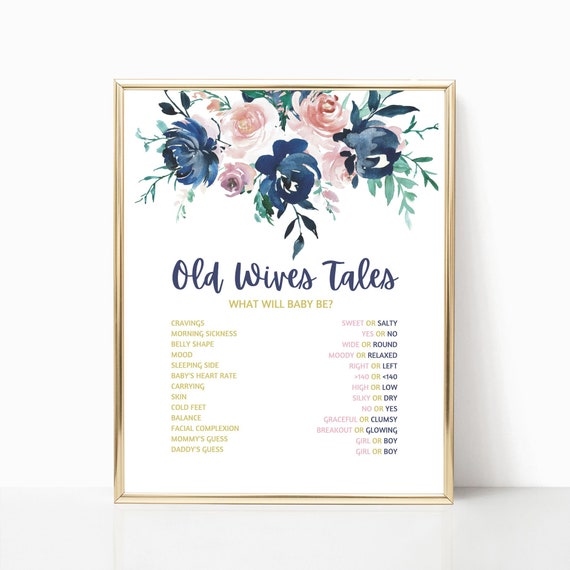 Old Wives Tales Print for Gender Reveal Party in Gold Blush - Etsy
