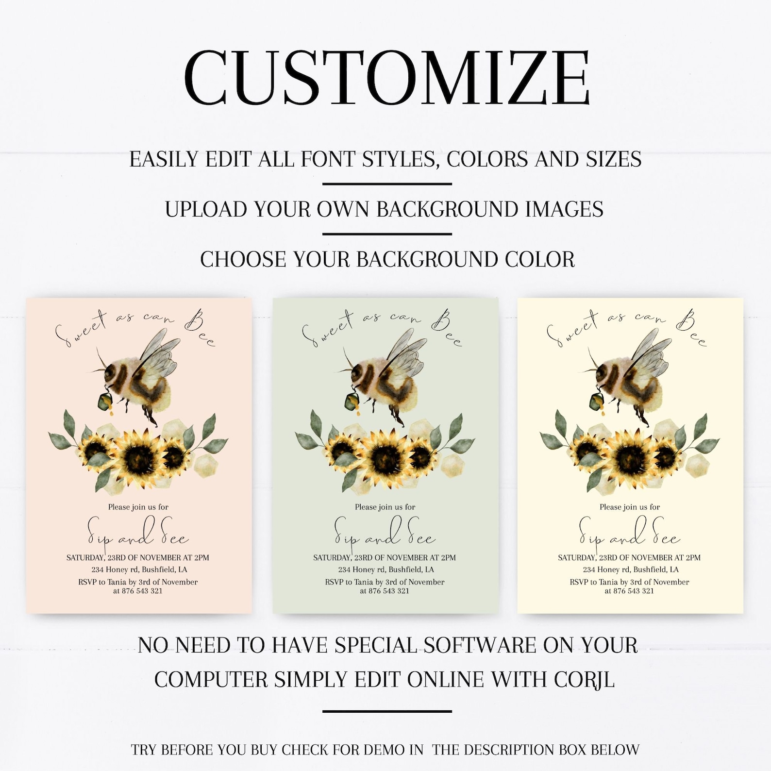 sweet-as-can-bee-invitation-template-5x7-inch-sip-and-see-etsy