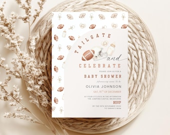 Football Tailgate Baby Shower Invitation, Neutral Coed Couples Sports Invite Template