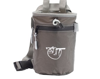 Bolsa de magnesio para escalada en roca: diseño de perezoso, bolsillos con cremallera