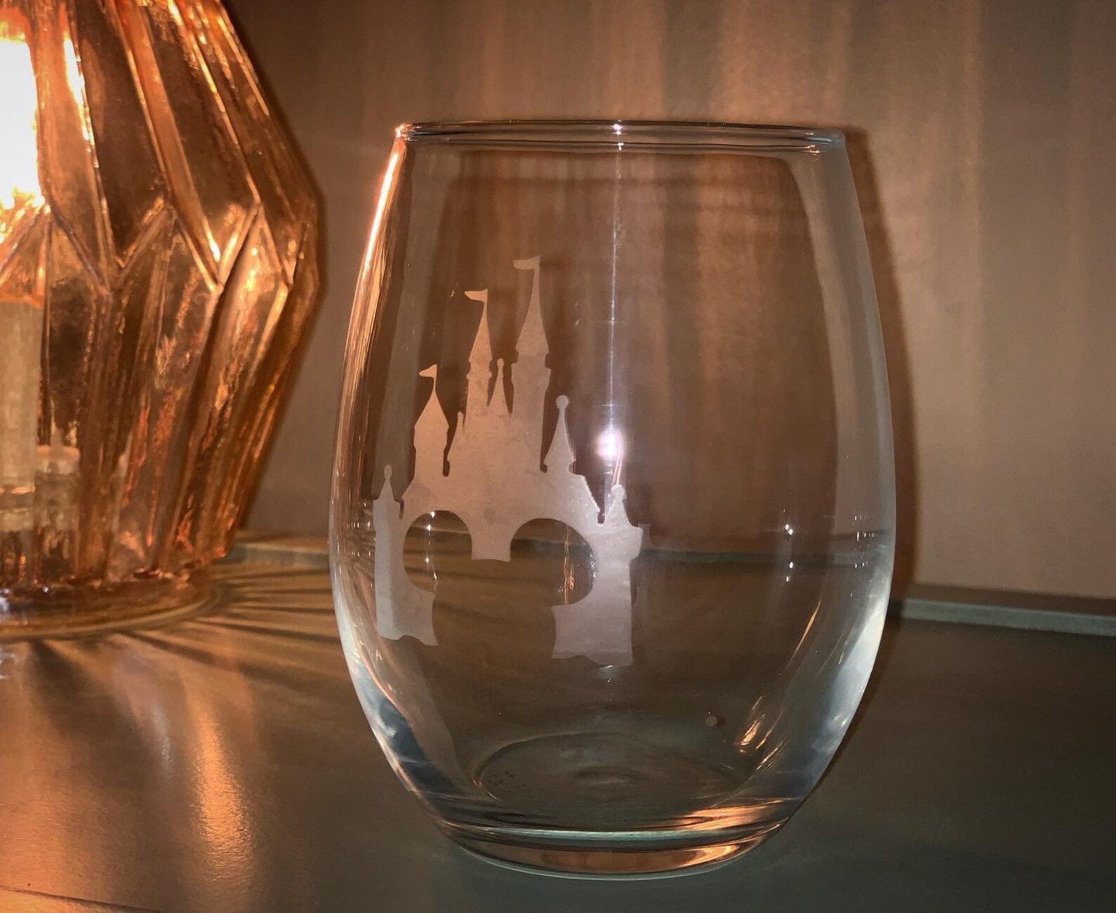 Disney Castle Elegant Etched Wine Glass, Disney Wine Glass, Gift for