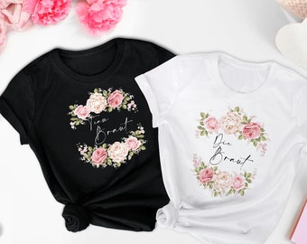 personalisierbar JGA T-Shirt's Junggesellinnenabschied - wunderschönes Floral - Blumen Motiv, viele Farben, XS bis 2XL hochwertige Qualität