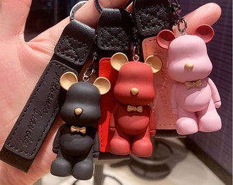 Französisch Bulldog Schlüsselanhänger mit Anhänger PU Leder für Frauen & Männer Tasche Anhänger Schmuckstück verschiedene Farben