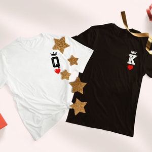 Set of 2 shirts, King & Queen - Anniversary, Valentine&#39;s Day, gift ideas, honeymoon, couple goals - 100% made in Germany