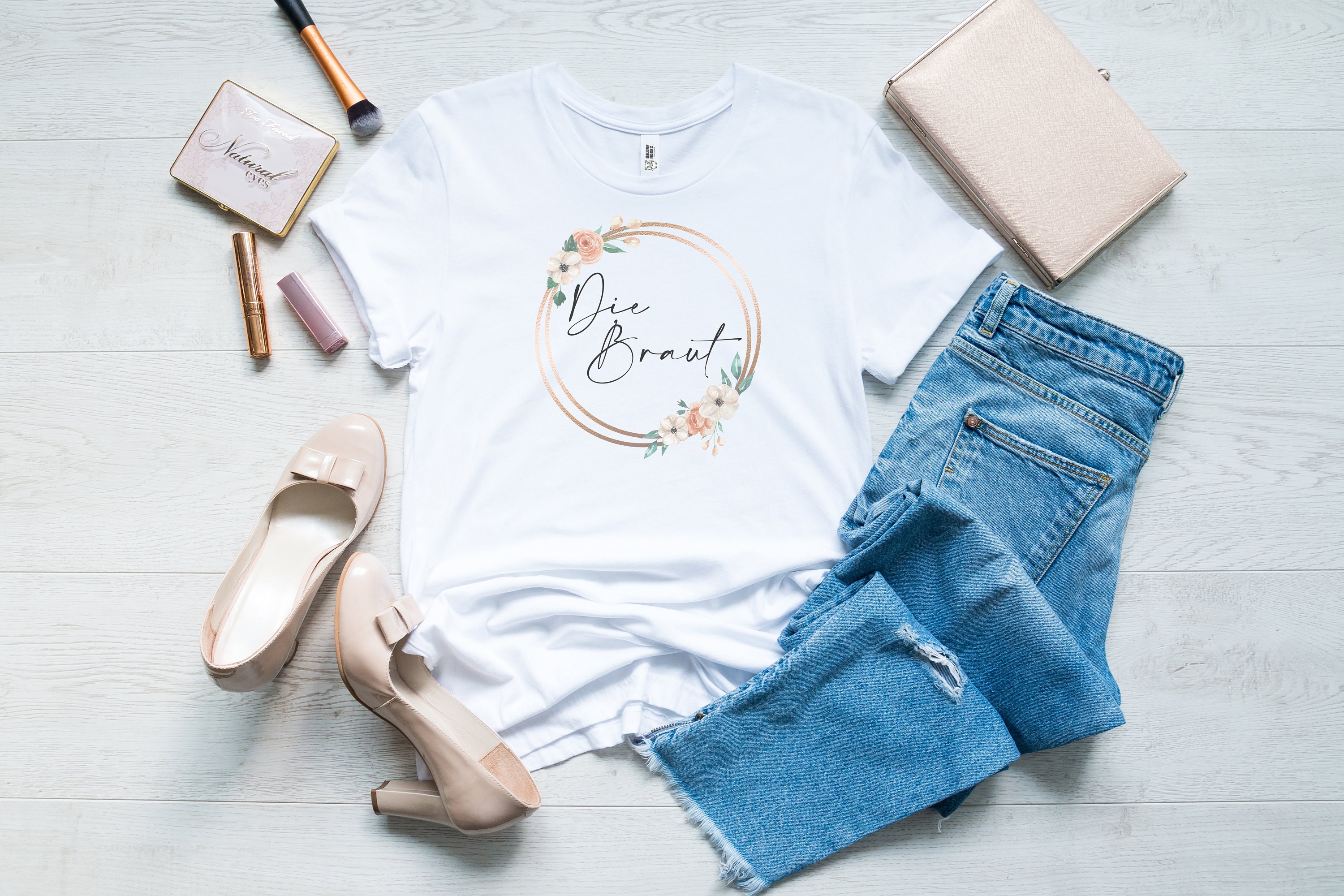 personalized hen party T-Shirt's JGA - beautiful floral - flower motif, many colors, XS to 3XL high quality
