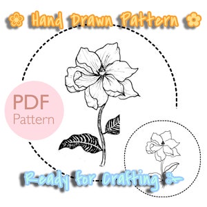 Single Flower | Embroidery Pattern | Needlework Template | Hand Drawn Floral Design | PDF Digital Download
