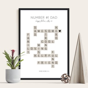 Scrabble Family Print Personalised Print with Custom Names Unique Gift Idea for Her Family Tree Best Friend Gift Scrabble Wall Art Grey