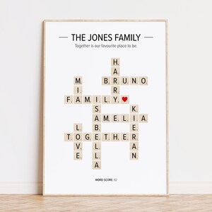 Custom Family Scrabble Poster Personalised Family Print Wall - Etsy
