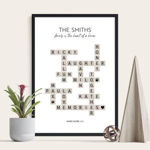 Scrabble Family Print Personalised Print with Custom Names Unique Gift Idea for Her Family Tree Best Friend Gift Scrabble Wall Art Bild 9