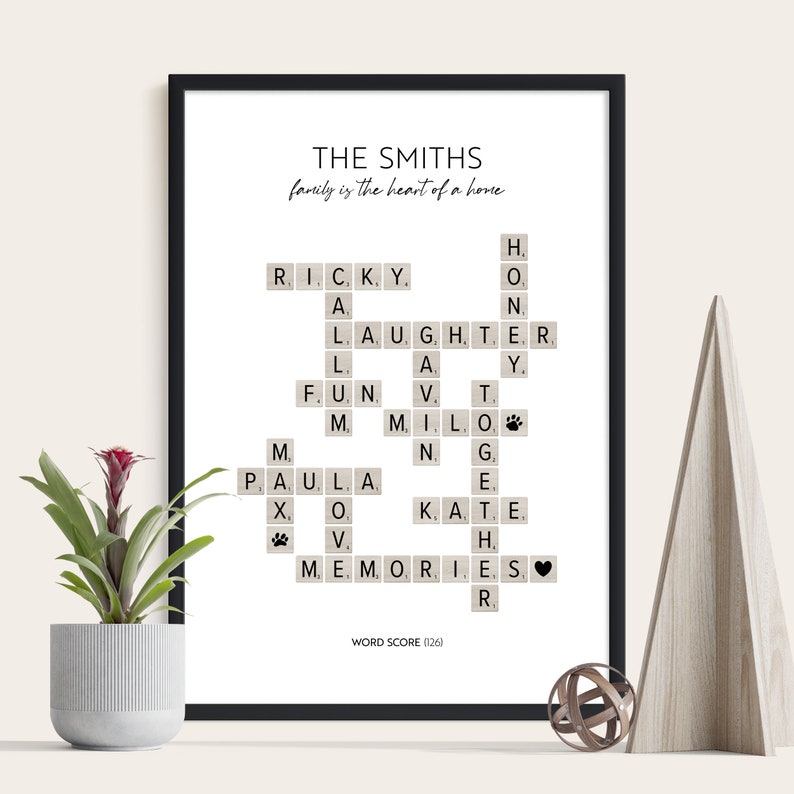 Family Print Personalised Scrabble Print Wedding Gift Anniversary Gift New Home Gift Custom Sign with Family Names image 8