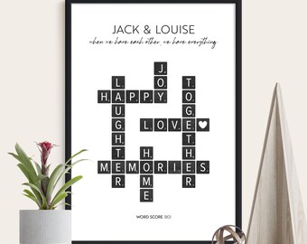 Family Print - Personalised Scrabble Print - Wedding Gift - Anniversary Gift - New Home Gift - Custom Sign with Family Names