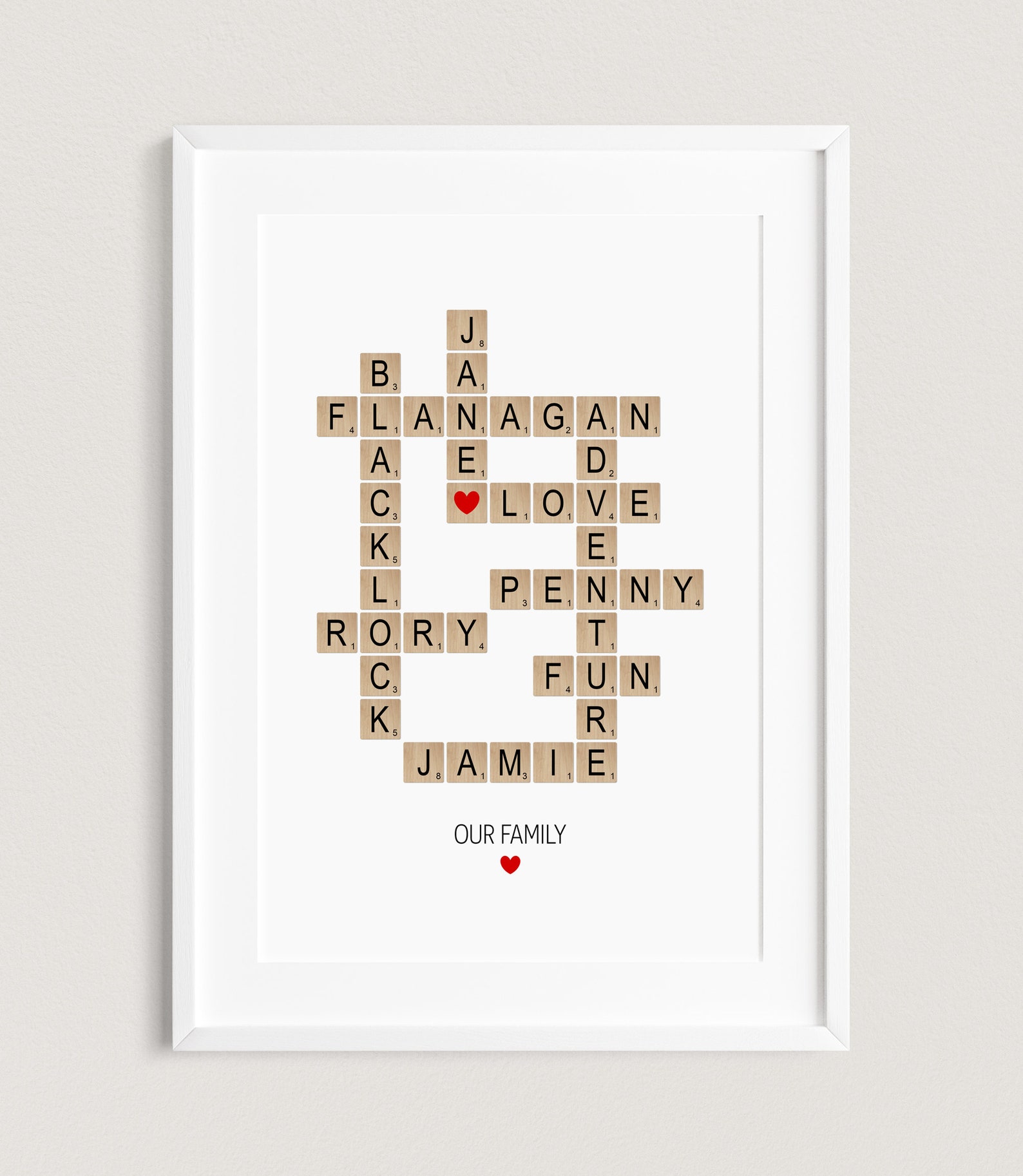 Personalised Family Name Print Scrabble Print Custom Family Etsy