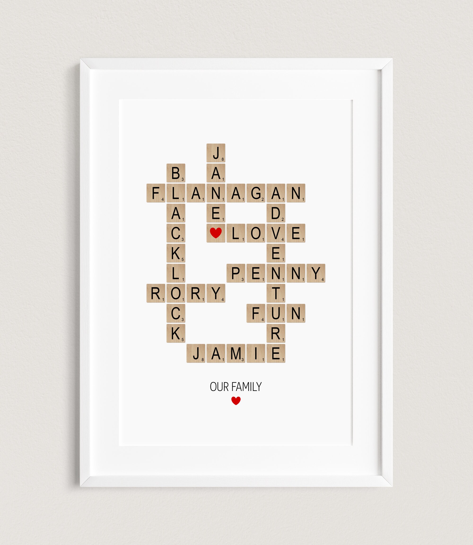 Personalised Family Name Print Scrabble Print Custom Family Etsy