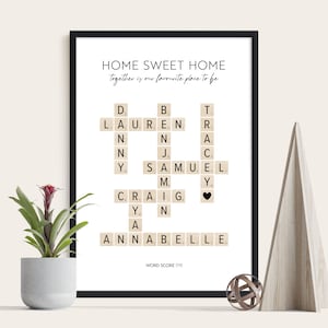 Scrabble Family Print Personalised Print with Custom Names Unique Gift Idea for Her Family Tree Best Friend Gift Scrabble Wall Art image 8
