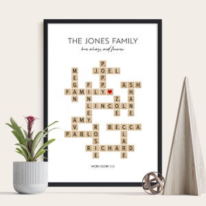 Family Print Personalised Scrabble Print Wedding Gift Anniversary Gift New Home Gift Custom Sign with Family Names image 7