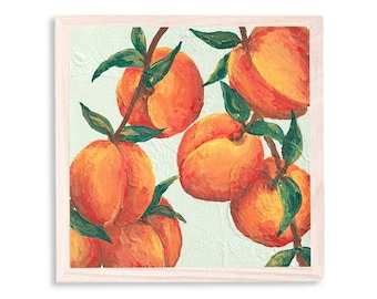 Peach Art Print, Gicleé Art Print, Peach Painting, Fruit Art Print, Boho Kitchen Decor, Unframed Art Print, Original Kitchen Fruit Wall Art