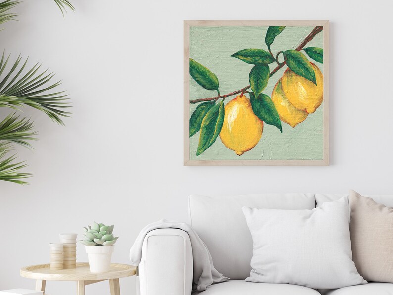 Lemon Art Print, Gicleé Art Print, Fruit Art Print, Lemon Kitchen Decor, Colorful Kitchen Wall Art, Fruit Home Decor, Unframed Art Print image 4