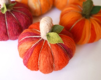 Felt Pumpkin, Decorative Felt Pumpkins, Indoor Autumn Decor, Needle Felted Art, Organic Wool, Holiday Decorations, Handmade Fall Goods