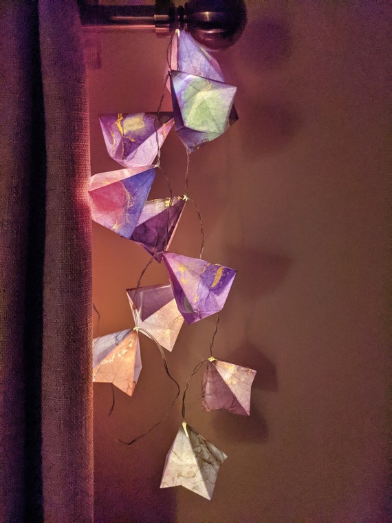 lanterns cherry blossom pattern Origami fairy lights