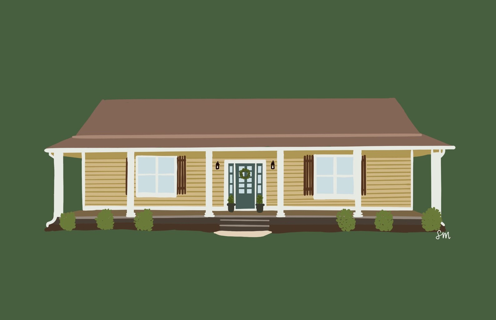 Digital House Portrait Etsy