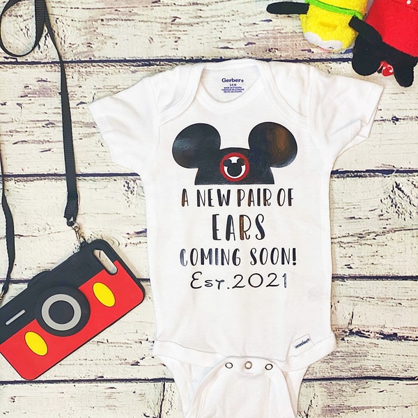 Baby Announcement / Disney Announcement onesie / Pregnancy announcement / Disney baby / new pair of ears / coming soon / coming 2021