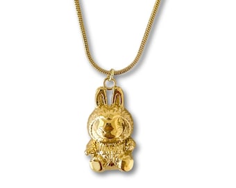 Gold Monster Bunny Necklace