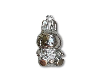 Sterling Silver-Plated Monster Bunny Charm – High Shine Fantasy Pendant