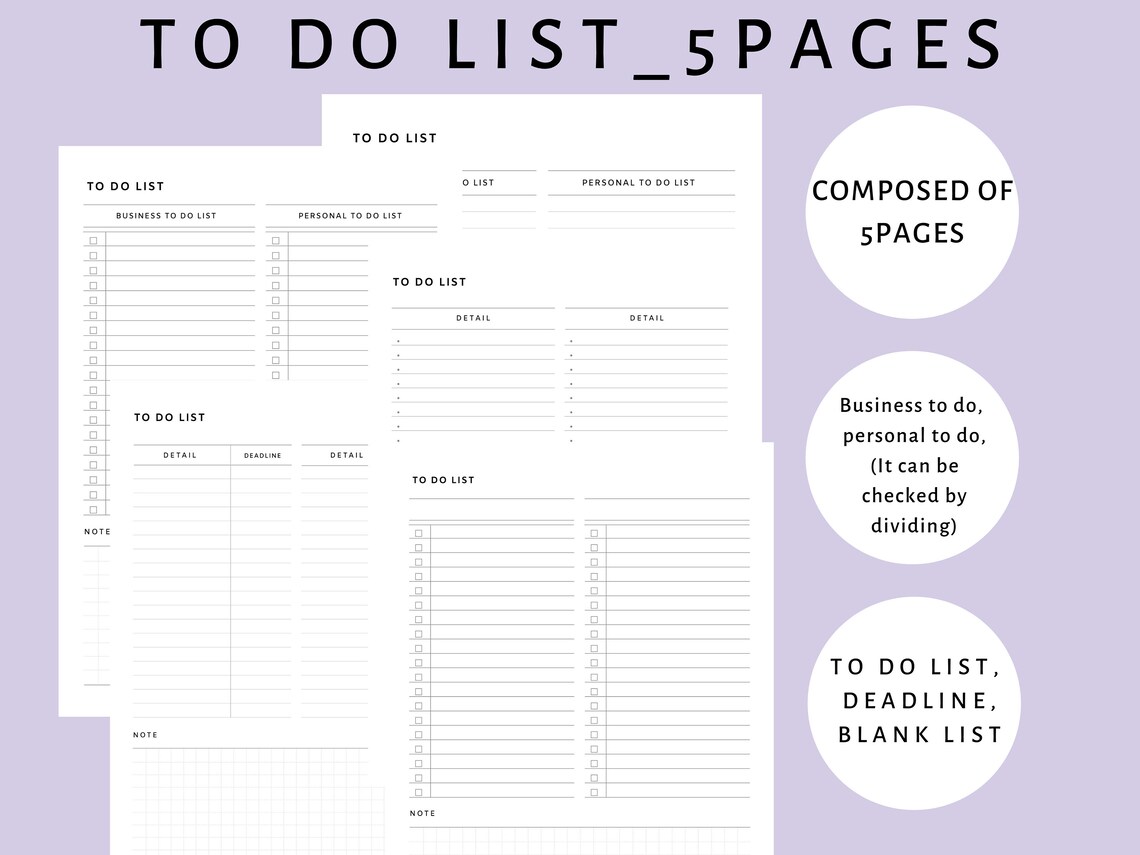 To Do List Printable To Do List Bundle To Do List Planner | Etsy