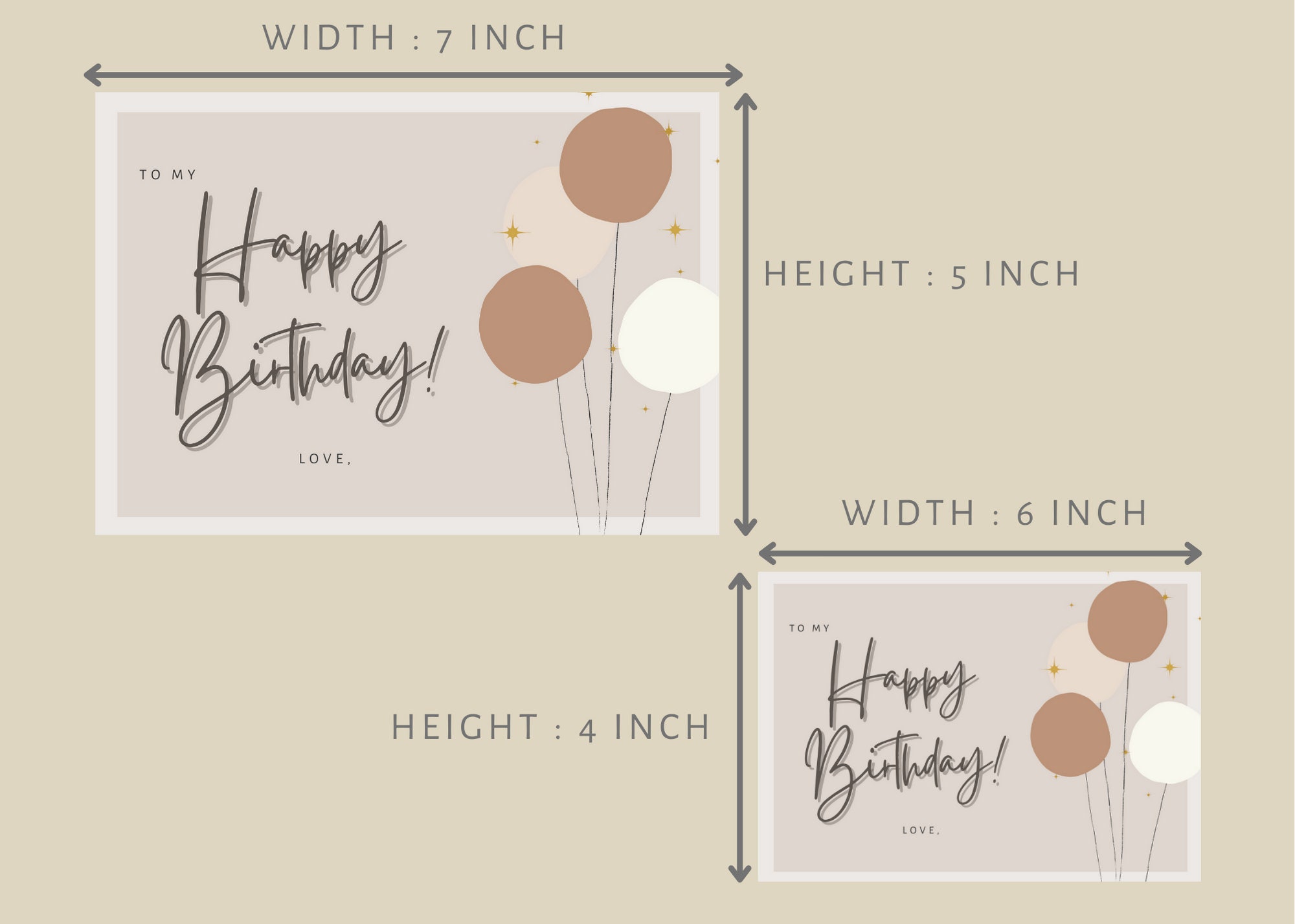 Happy Birthday Printable Card Balloon Card Template 4x6 | Etsy