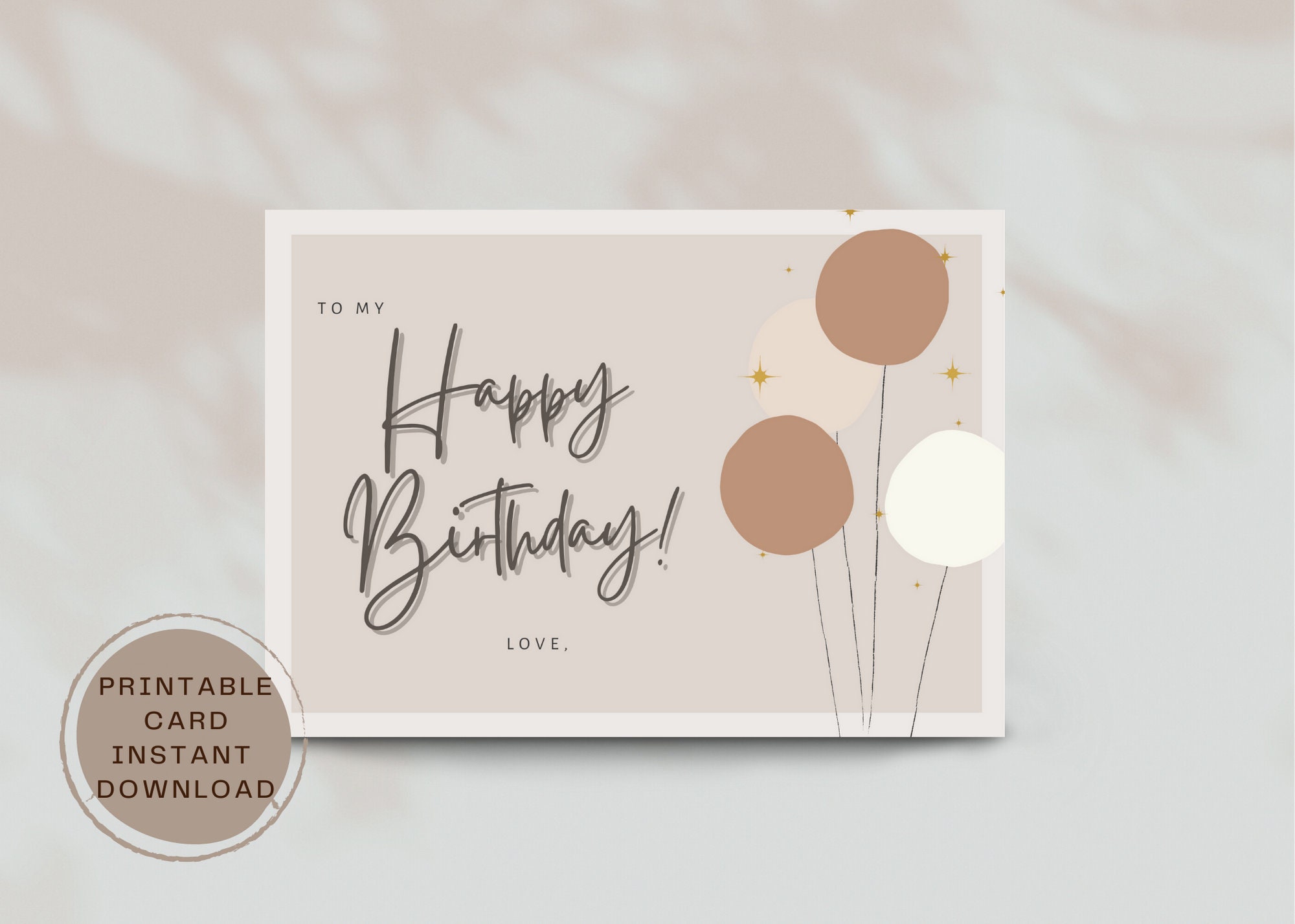 Happy Birthday Printable Card Balloon Card Template 4x6 | Etsy