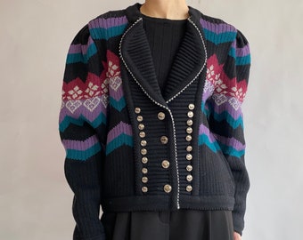 Vintage Austrian cardigan Meico Landhaus look/ Tylor cardigan/ 1980s/ medium size