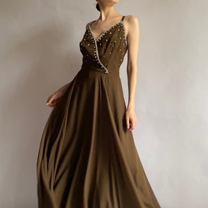 1970s vintage dress Briluna depose/ dress decorated with gems rhinestones/ medium size image 1