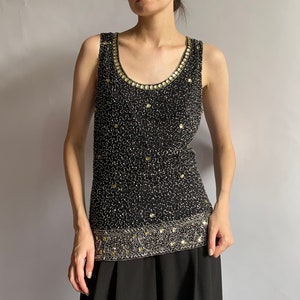 1990s beaded top/ sparkly top/ small size