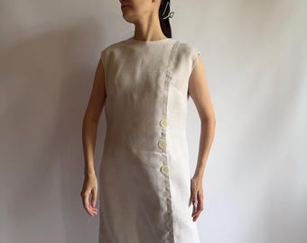 Vestido minimalista vintage de los años 60 con botones frontales asimétricos / vestido mod / talla mediana