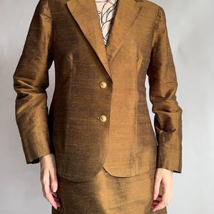 Vintage skirt suit/ silk skirt set/ 1960s/ medium size image 11
