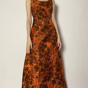 Vintage 1970s Floral Print Maxi Dress: Silk Lined, Extra Small